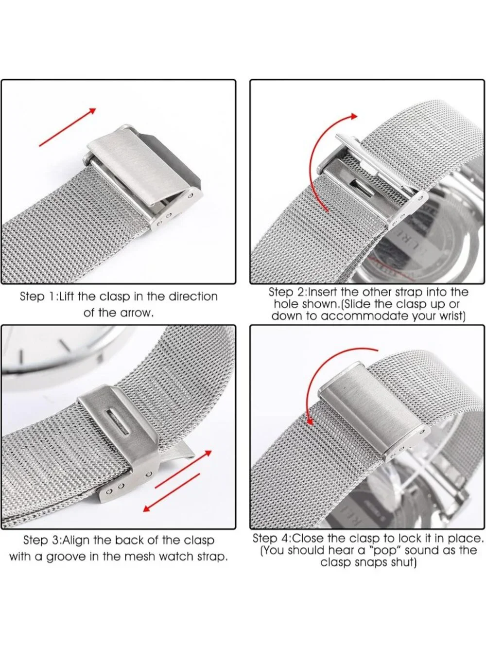 Men's Silver Classic Mesh Strap Minimalist Analog Quartz Waterproof Wrist Watch